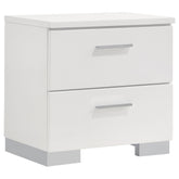 Orleans Furniture - Coaster - Felicity 2-drawer Nightstand White High Gloss - 203502